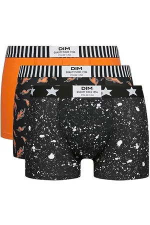 Dim Boxer Męskie Vibes Bawełna Stretch x3, Czarny Marmur/ Płomień/Pomarańczowy Płomień, L