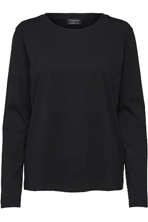 SELECTED Women Basic Longsleeve Shirt | SLFSTANDARD Cotton Pullover | Thin Basic Sweatshirt, Colours: , Size:M