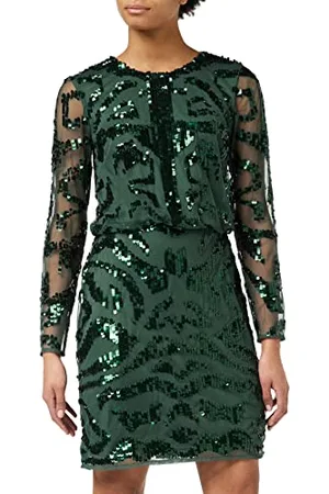 Frock and Frill Damska sukienka zdobiona specjalna okazja, zielona, 10, , 36