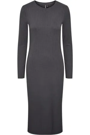 Pieces® Sukienka damska Pckylie Ls O-Neck Midi Dress Noos Bc midi, , M