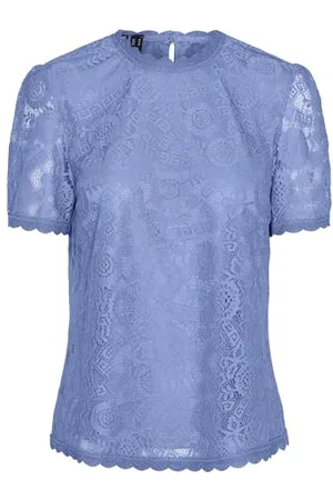 Pieces® Damska koszulka Pcolline Ss Lace Top Noos Bc, , L