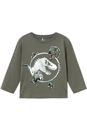 NAME IT Nmmsurinder Jurassic Ls Nreg Top Sky koszulka z długim rękawem, , 104