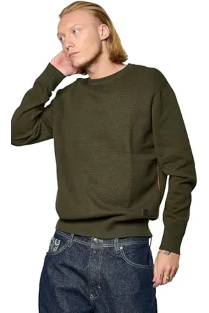 Kaporal 5 Męski sweter, regularny krój, z długim rękawem, okrągły dekolt, model Bily, ciemny khaki, rozmiar S, S (DE), , S