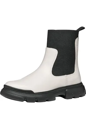 Geox J Junette Girl C Chelsea Boot, LT kość słoniowa/czarny, 0 UK, , 0 UK