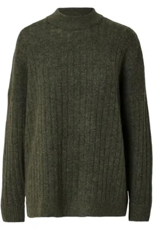 SELECTED SLFMALINE LS KNIT HIGH NECK NOOS, Kalamata/Szczegóły: melanż, M