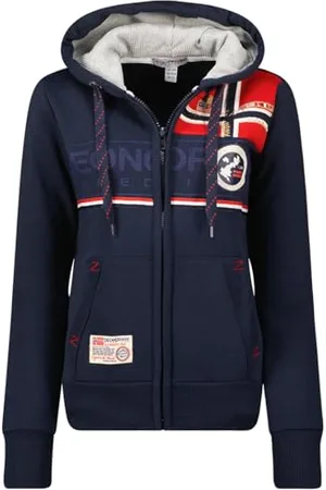Geographical Norway Damska bluza z kapturem z kieszeniami kangur - ciepła bluza z długim rękawem - damska kurtka z kapturem wiosna lato jesień zima (granatowa XL), , XL