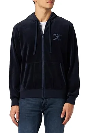 Emporio Armani Męska bluza z zamkiem żakardowym Bold Logo Chenille, , S