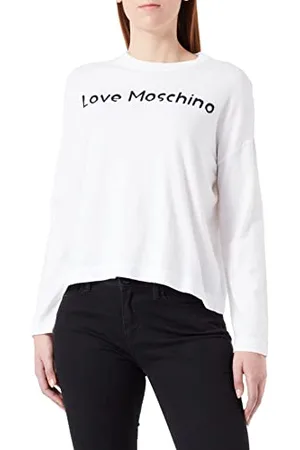 Moschino Damski sweter z długim rękawem z okrągłym dekoltem, biały , rozmiar 46, , 46