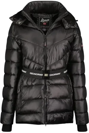 Geographical Norway Elenor Lady Damska kurtka wiatrówka outdoorowa - Damska kurtka z długim rękawem - Płaszcz przeciwdeszczowy na wędrówki, wiosna, lato, jesień, zima (czarna 2XL), , XXL