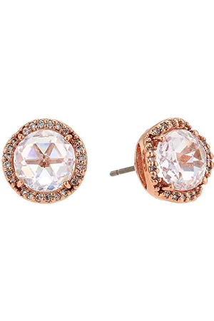 Kate Spade Pave Round Large Studs, Clear/Rose Gold