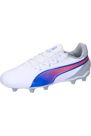 PUMA Unisex dziecięce buty piłkarskie King Match Fg/Ag Jr, Biały Bluemazing Płaski Jasnoszary, 33 EU