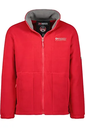 Geographical Norway Torleon Męski gruby polar ciepły zamek błyskawiczny - Kurtka męska ciepła zimowa miękka bluza z podszewką z długim rękawem - idealna na jesień i zimę (czerwony, ciemnoszary, M)