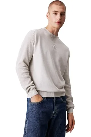 Calvin Klein Jeans Męski sweter MONOLOGO J30J325671, sweter, szary, L, , L