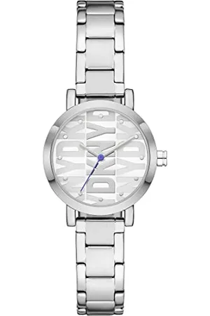 DKNY Zegarki damskie Soho, kwarcowy mechanizm trójwskazówkowy, 28 mm srebrna obudowa ze stopu z bransoletką ze stali nierdzewnej, NY6646, Silver, 28MM, Nowoczesny i minimalistyczny