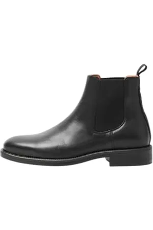 SELECTED Męskie buty Slhjoseph Leather Chelsea Boot Noos, czarne, 45 EU, , 45 EU