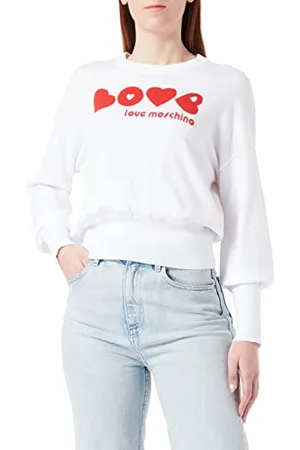 Moschino Damski sweter z okrągłym dekoltem, biały , rozmiar 44, , 44