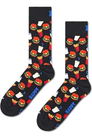 Happy Socks Zabawne skarpetki hamburgerowe - skarpetki z bawełny organicznej dla mężczyzn i kobiet