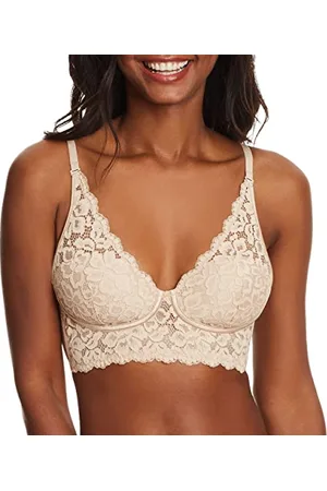 Maidenform Damski biustonosz typu braletka, bez fiszbin, Pure Comfort, koronkowy biustonosz z głębokim dekoltem, konwertowalny biustonosz, 75B