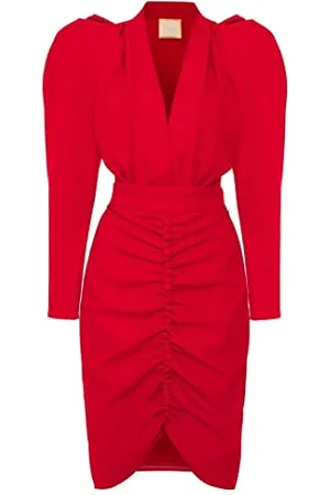 Swing Laura elegancka sukienka damska, na imprezę, koktajlowa, wieczorowa, biznesowa, odświętna, ołówkowa, bodycon, dekolt w serek, długość do kolan, długi rękaw, , XS
