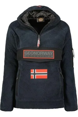 Geographical Norway Upassia Damski ciepły polar ciepły damski zamek błyskawiczny kurtka jesienno-zimowa ciepła damska - długi rękaw sweter futrzany miękki komfort na zewnątrz (granatowa 2XL)