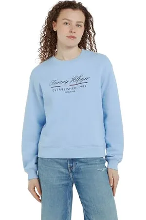 Tommy Hilfiger Damska bluza MDRN REG SCRIPT C-NK SWTSHRT WW0WW43574, niebieska, L, , L