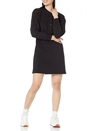 Amazon Damska dzianinowa sukienka Henley (dostępna w dużych rozmiarach), czarna, XXL