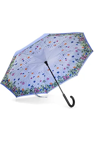Totes Inbrella składany parasol z odwróconym zamknięciem, , Jeden rozmiar, InBrella Odwrócone automatyczne zamykanie parasol z hakiem J, odporny na wiatr i deszcz