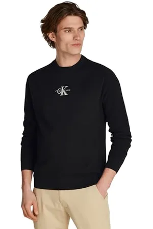 Calvin Klein Jeans Męski sweter MONOLOGO Sweter, czarny, XXS, , XXS