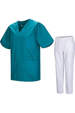 MISEMIYA Mundur sanitarny Unisex medyczne mundury sanitarne z ekranem Biały 817-8312-BIAŁY, , XS