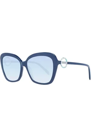Emilio Pucci Okulary przeciwsłoneczne unisex, Shiny Navy Blue & Vivara Print Wrap/Gradient Blu, 58