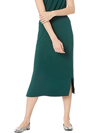 Amazon Damska spódnica midi z dzianiny typu Pull-On (dostępna w dużych rozmiarach), ciemnozielona, M