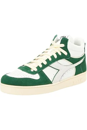 Diadora Magic Basket Demi Cut Suede Leather, Trampki Unisex-Dorosły, White/FOGLIAGE Green, 37 EU, , 37 EU
