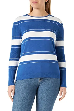 Gerry Weber Sweter damski 171000-35711, niebieski/ecru/biały w prążki, 36, , 36