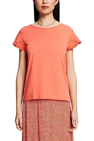 ESPRIT Bawełniany t-shirt z haftem na rękawie, , XS