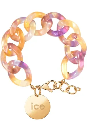 Ice-Watch ICE Jewellery - Chain Bracelet - Purple lime - Bransoletka damska XL z siatki ze złotym medalem (020998)