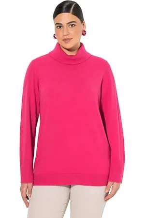 Ulla Popken Damski duży rozmiar, plus size, golf, szerokie prążkowane ściągacze, długi rękaw, , 50-52