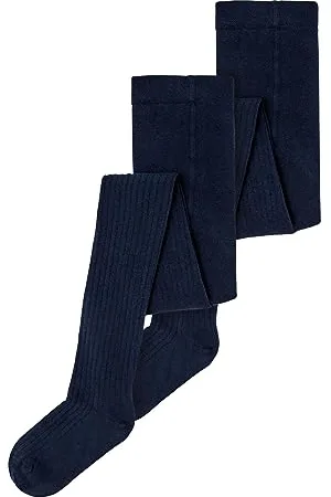 NAME IT Unisex Baby NKNPANTYHOSE Rib 2P NOOS rajstopy, ciemny szafir, rozmiar 74/80, , 74-80