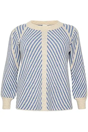 Kaffe Plus Size Damski Sweter Regular Fit Długie Rękawy Crew Neck