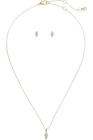 Kate Spade Signature Solitaire Bokeed Studs and Pendant Set, Clear/Gold
