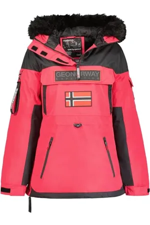 Geographical Norway Bruna Lady Długa gruba ciepła kurtka damska jesienno-zimowa - cienki płaszcz ze sztucznego futra z kapturem - kurtka wiatrówka - elegancka kurtka damska (Pink Flash 2XL), Różowy