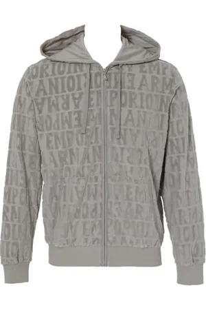 Emporio Armani Męska bluza z zamkiem żakardowym Bold Logo Chenille, , S