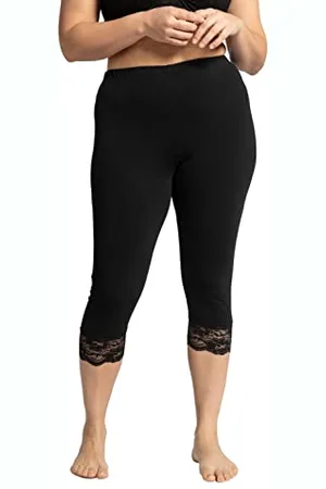Ulla Popken Damskie duże rozmiary duże rozmiary Plus Size Capri, elastyczne obszycie koronkowe, do rozm. 66/68 794681, , 45W / 32L