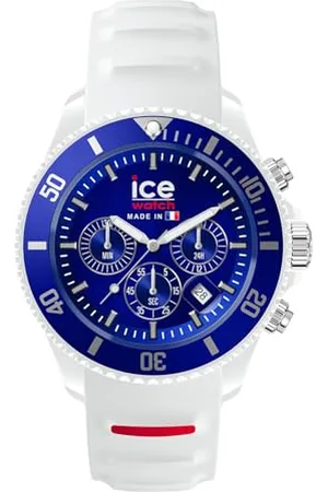 Ice-Watch ICE cocorico Chrono Blue white red - Męski biały zegarek z silikonowym paskiem - 023252 (Medium)