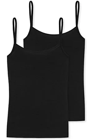 Schiesser Damski Top Typu Spaghetti, 2 Sztuki, Bielizna Czarna, 48