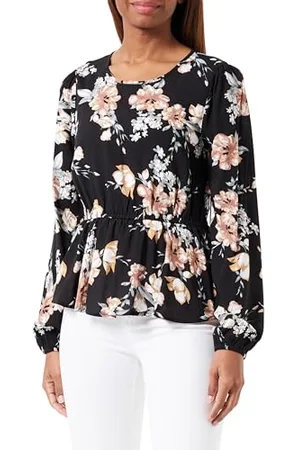 ONLY Onlnova Life L/S Peplum Top AOP Ptm Bluzka damska, Czarny/Aop : Ay New Rosie Blossom, XS