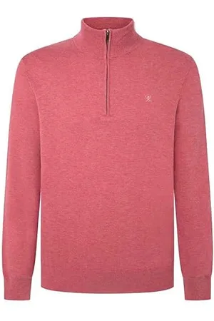 Hackett Męski sweter z bawełny jedwabnej z zamkiem błyskawicznym, , XL
