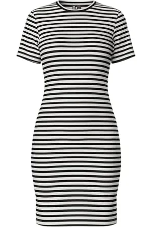Pieces® 5715367412049 Sukienka damska PCRUKA SS Noos BC, Cloud Dancer/Stripes: czarna, XS, , XS