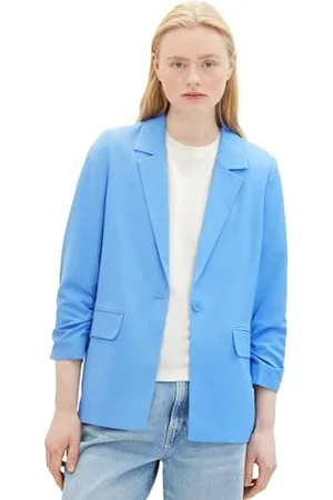 TOM TAILOR Damska marynarka Regular Fit Basic z marszczonymi rękawami, , L