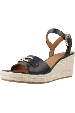 Geox Damskie sandały D PANAREA C Wedge, czarne, 41 EU, , 41 EU