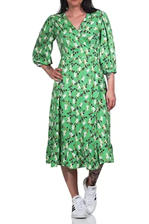 ONLY Damska sukienka midi, Zima zielony/kwiat sola, XS